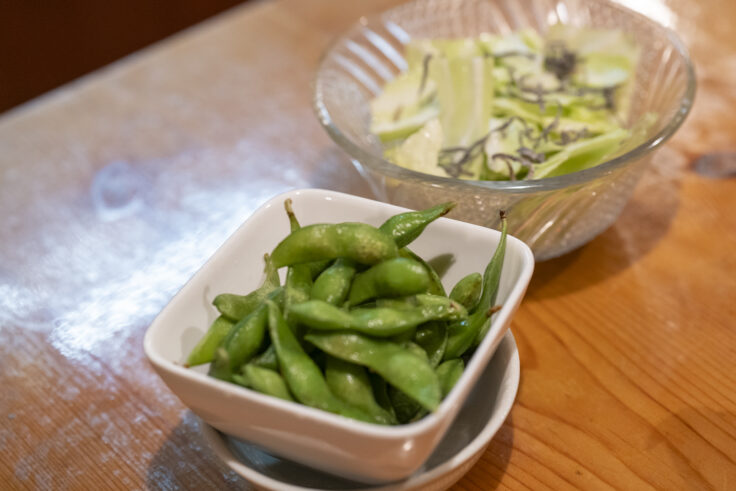 画像 たこ焼き居酒屋丸蛸の枝豆と塩こぶキャベツ