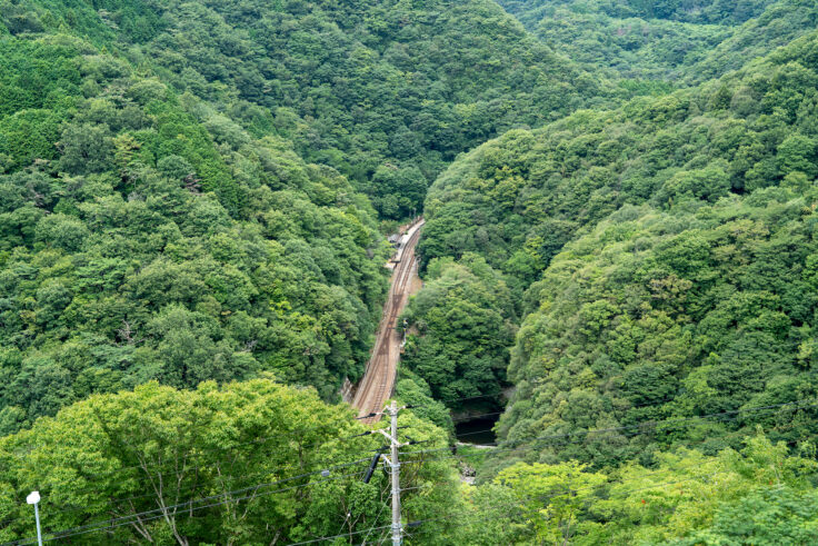 坪尻駅展望台（落展望台）から予行演習50ｍｍ横
