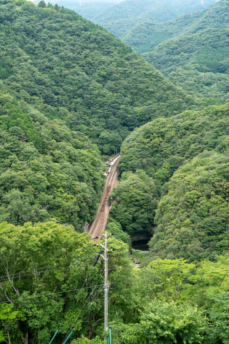 坪尻駅展望台（落展望台）から予行演習50ｍｍ縦