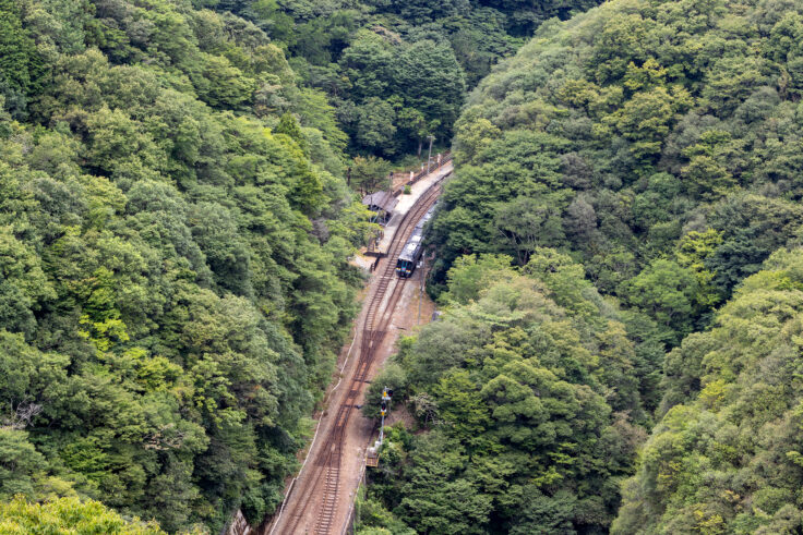 坪尻駅と汽車1