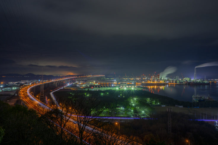 常盤公園から見た瀬戸大橋の夜景